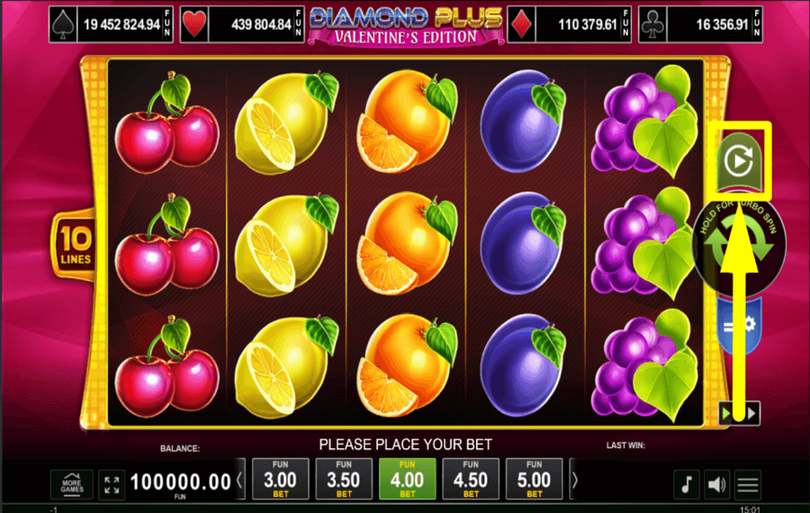 Diamond Plus Valentines Edition CHOOSE AUTOMATIC SPINS.