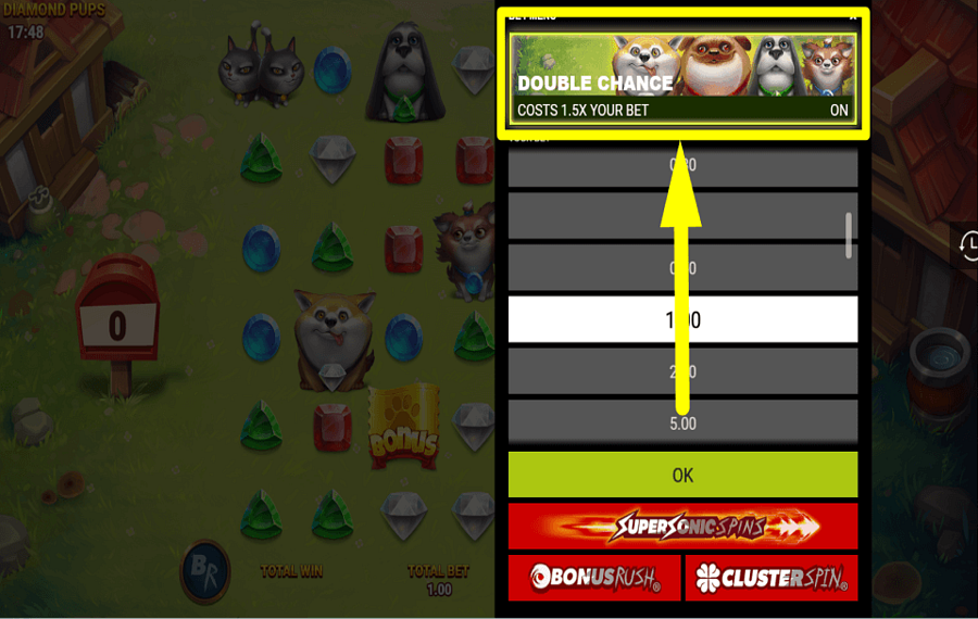 Diamond Pups Versuchen Sie Ihr Glück.