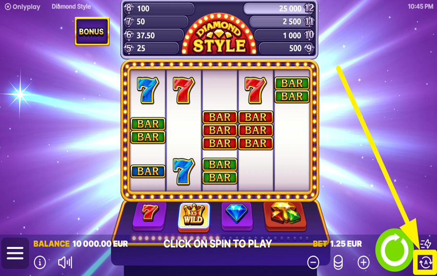 Diamond Style USE AUTOMATED SPINS.