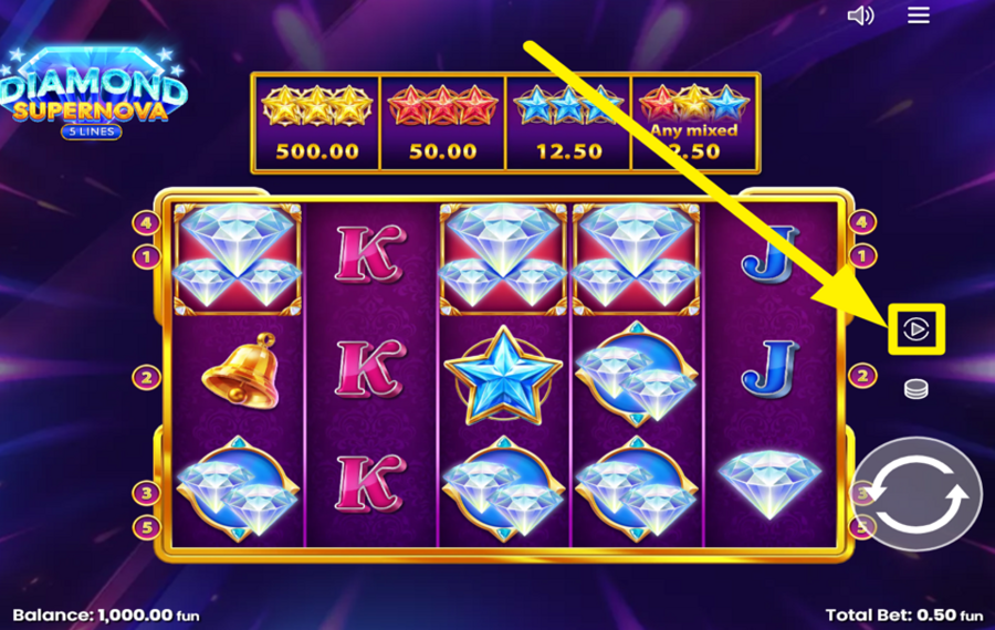 Diamond Supernova 5 ACTIVATE AUTOMATIC SPINNING.