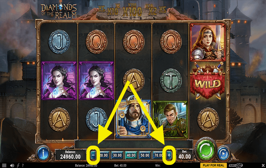 Diamonds of the Realm Wählen Sie Ihren Einsatzbetrag.