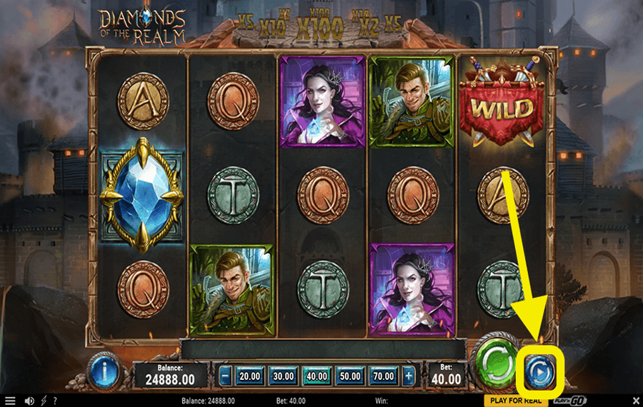 Diamonds of the Realm Verwendung der optionalen „Autoplay“-Funktion.