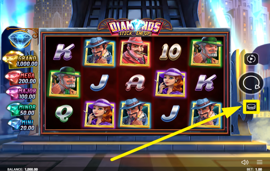 Diamonds Stick Em Up НАЗНАЧИТЬ ЗНАЧЕНИЕ СТАВКИ.