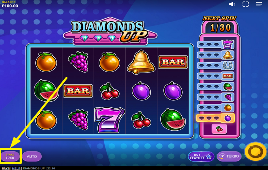 Diamonds Up DÉTERMINEZ VOTRE MISE.