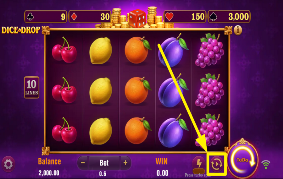 Dice and Drop ACTIVAR GIROS AUTOMÁTICOS.