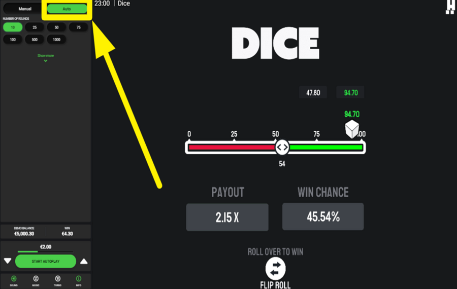 Dice Dare2Win CHOOSE AUTOMATED DICE ROLL.