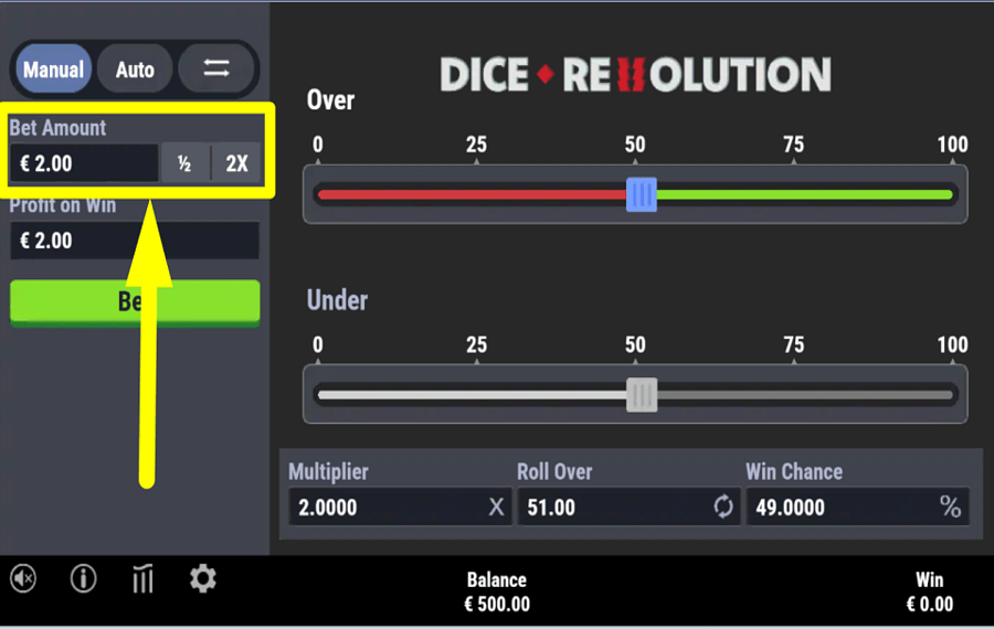 Dice Revolution ОПРЕДЕЛИТЕ СВОЮ СТАВКУ.