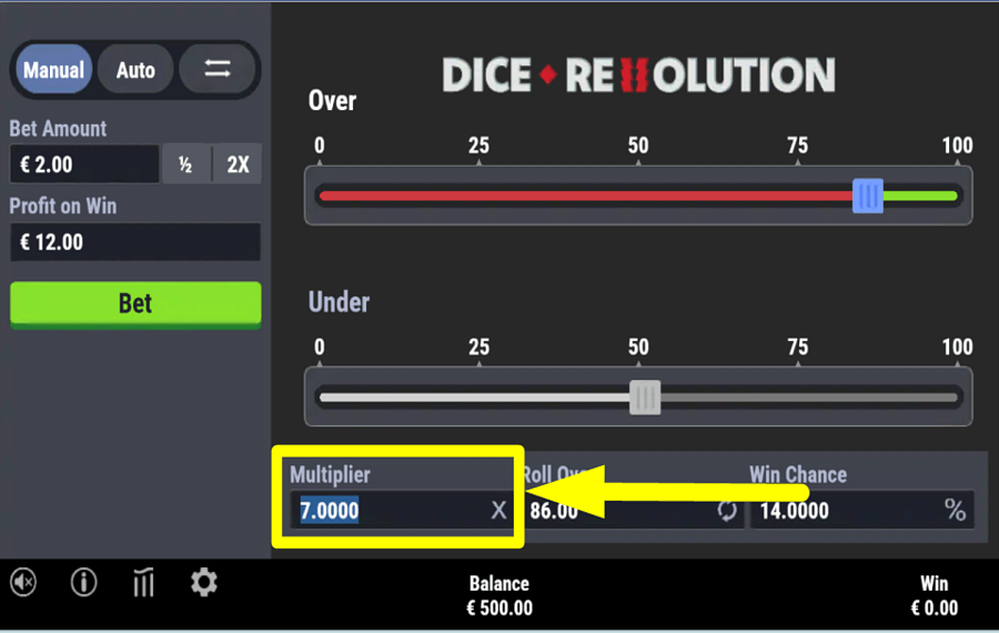 Dice Revolution ИЗМЕНИТЕ МНОЖИТЕЛЬ.