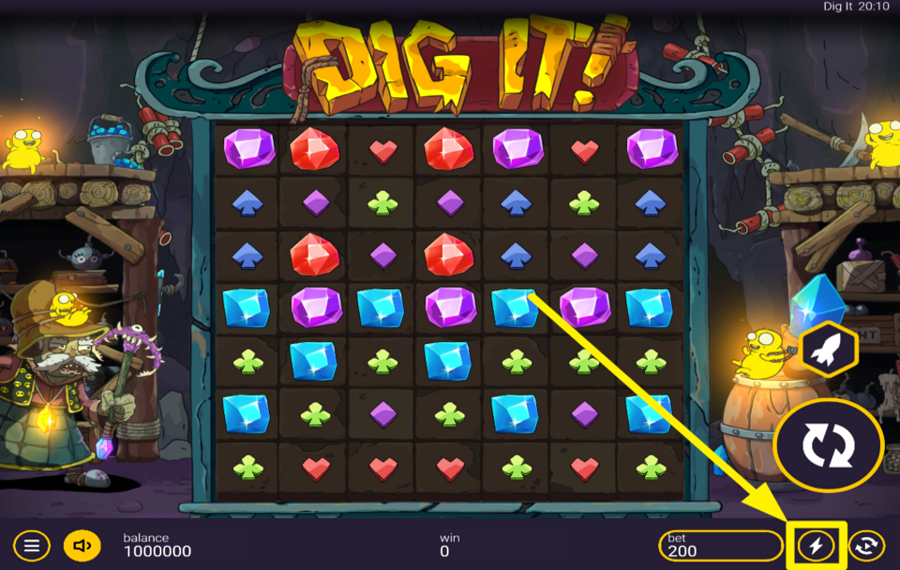 Dig It BESCHLEUNIGEN SIE DAS SPIEL.