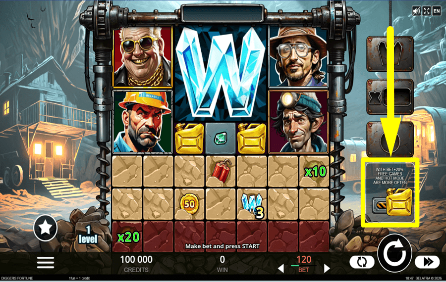 Diggers Fortune ASSEGNA LA PUNTATA ANTE.