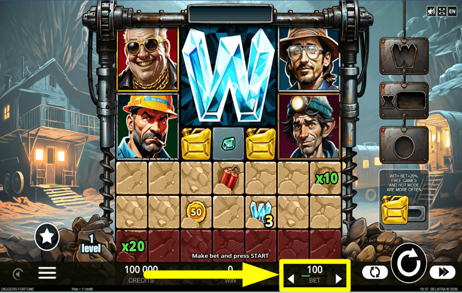 Diggers Fortune REGOLARE IL PALO.