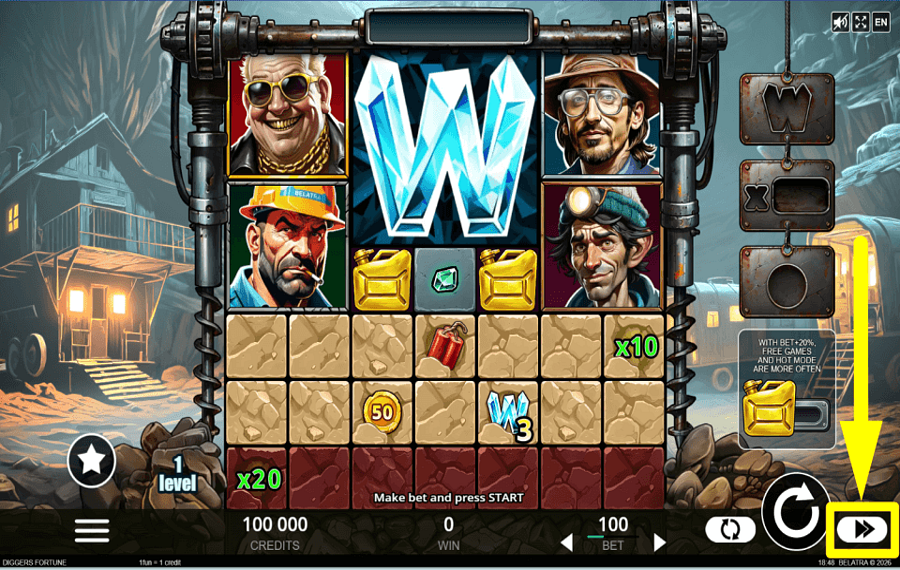 Diggers Fortune ATTIVA LA MODALITÀ TURBO.