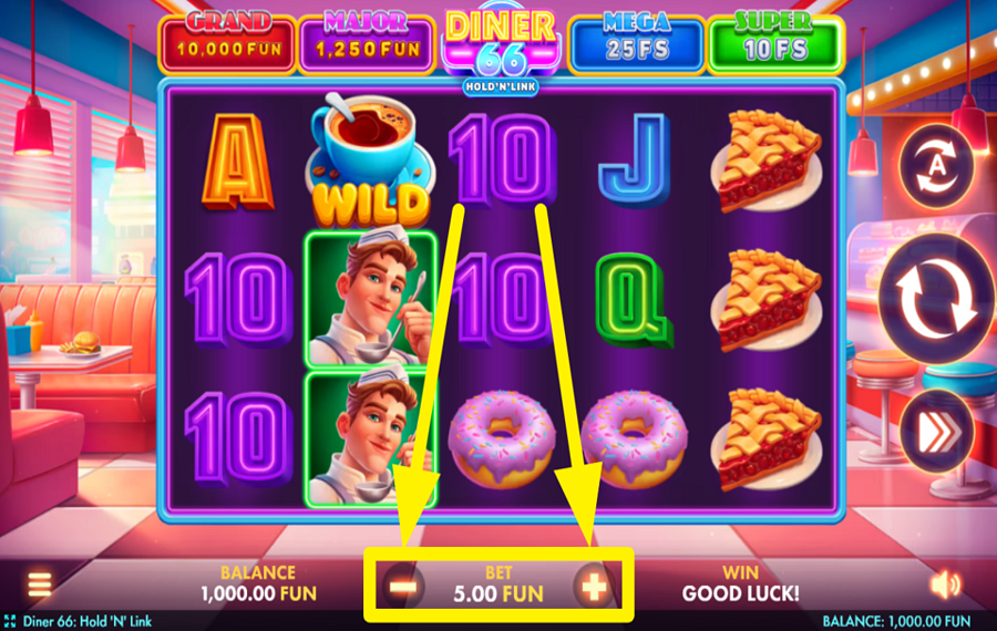 Diner 66 Hold N Link DETERMINE A BET VALUE.