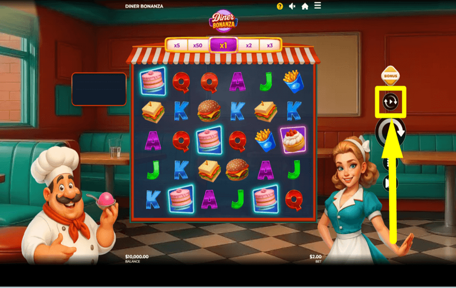 Diner Bonanza START AUTOPLAY.