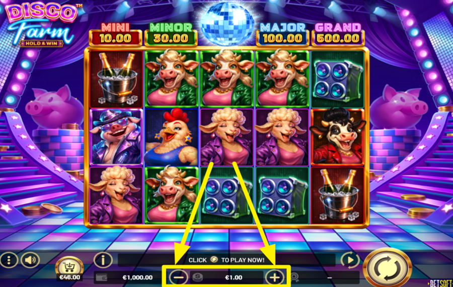 Disco Farm Hold and Win DÉCIDER DE VOTRE MISE.