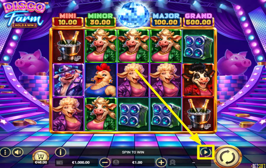 Disco Farm Hold and Win UTILISER LA LECTURE AUTOMATIQUE.