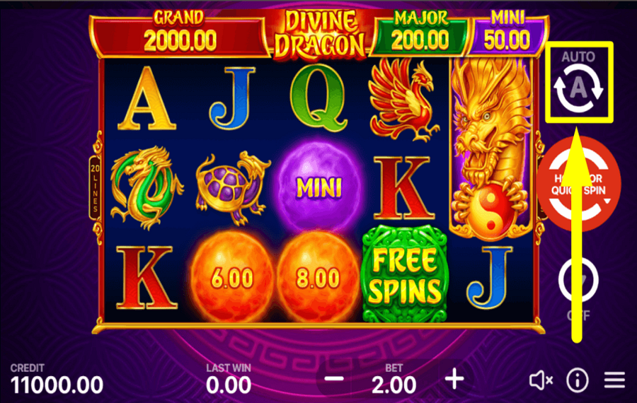 Divine Dragon Hold and Win VERWENDEN SIE DIE AUTOPLAY-FUNKTION.