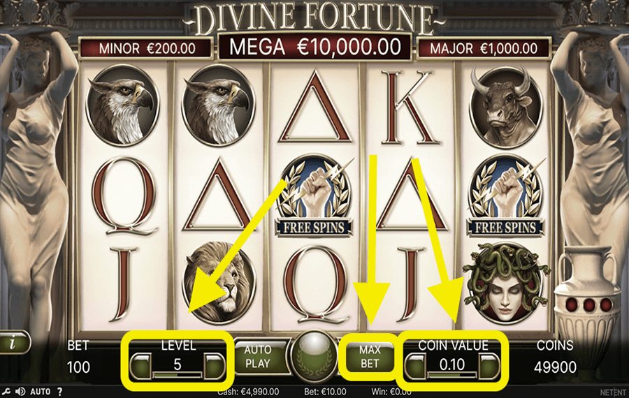 Divine Fortune Choisissez le montant de votre mise.