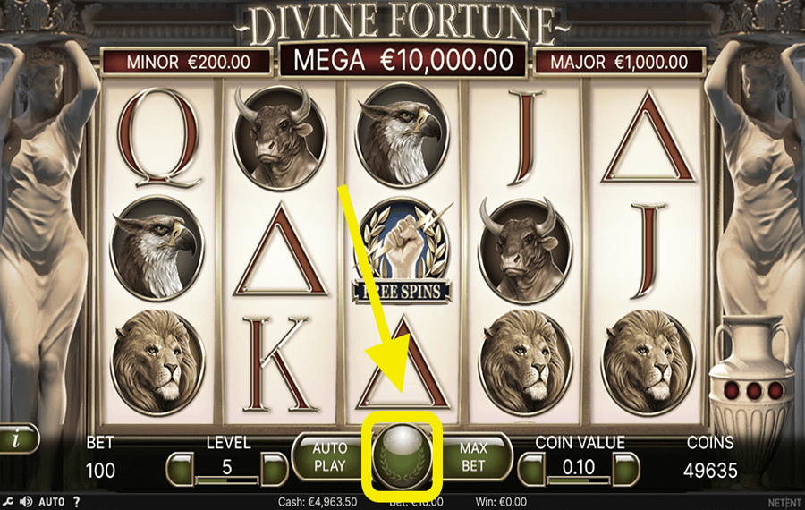 Divine Fortune Choisissez les lignes de paiement.