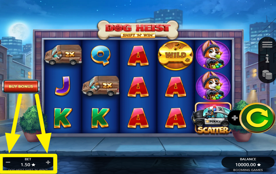 Dog Heist Shift N Win SET YOUR STAKE.