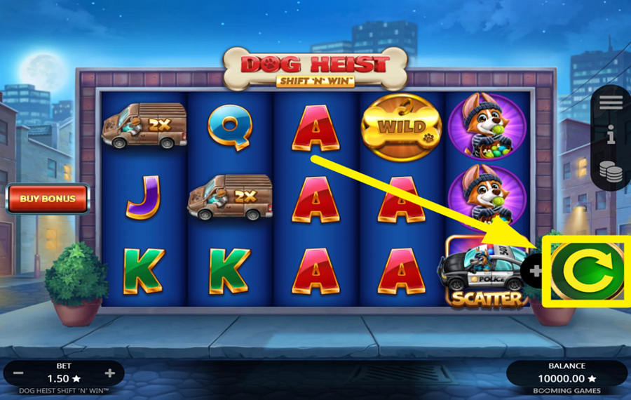 Dog Heist Shift N Win SPIN THE REELS.