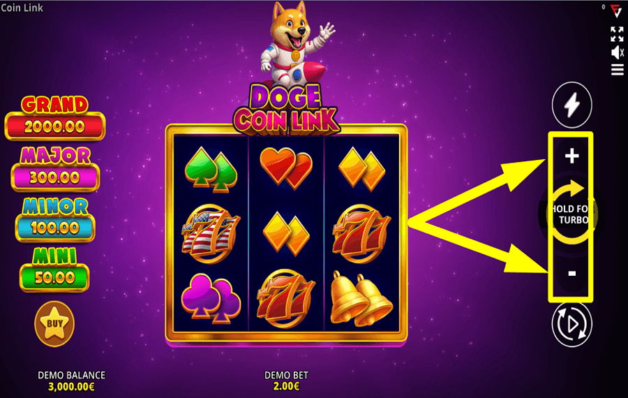Doge Coin Link 3x3 Running Wins CAST YOUR WAGER.