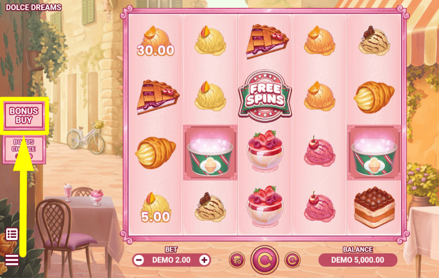Dolce Dreams PAY FOR FREE SPINS.