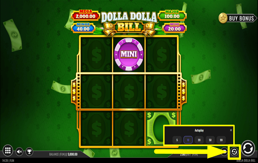 Dolla Dolla Bill РАССМОТРИТЕ ФУНКЦИЮ АВТОВОСПРОИЗВЕДЕНИЯ.
