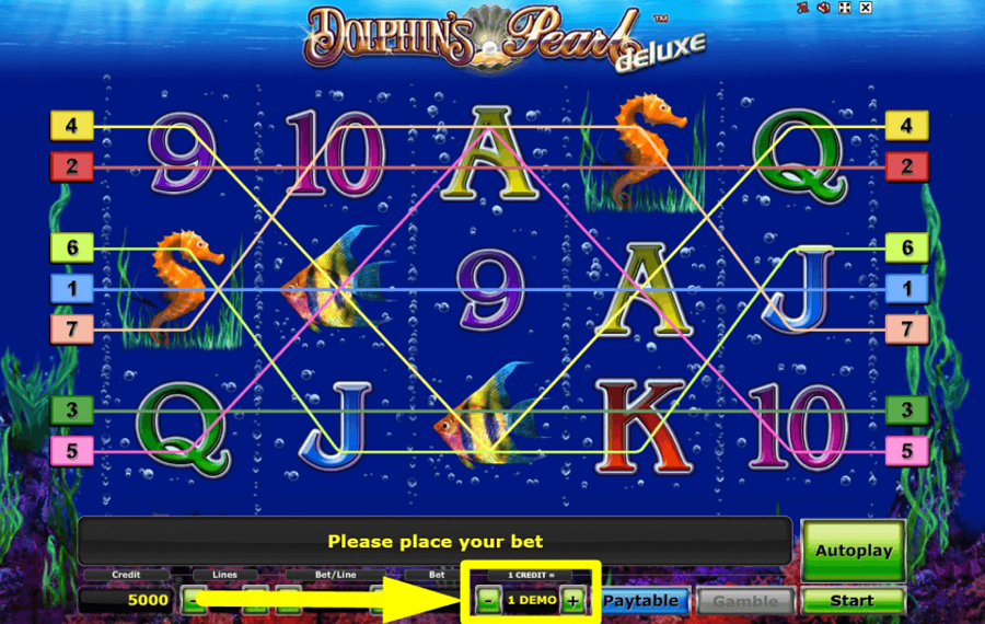 Dolphins Pearl Deluxe DÉFINIR LA VALEUR DU CRÉDIT.