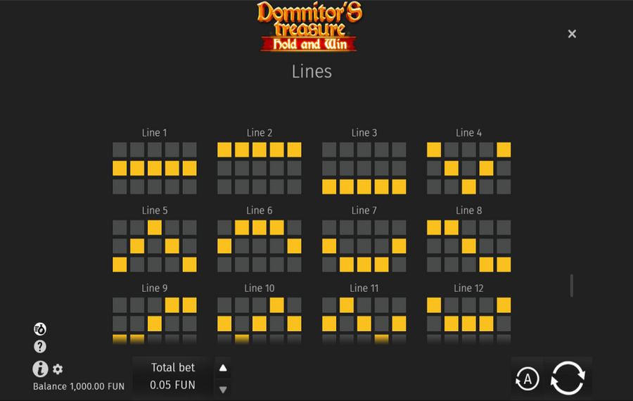 Domnitors Treasure CHOOSE THE NUMBER OF PAYLINES.
