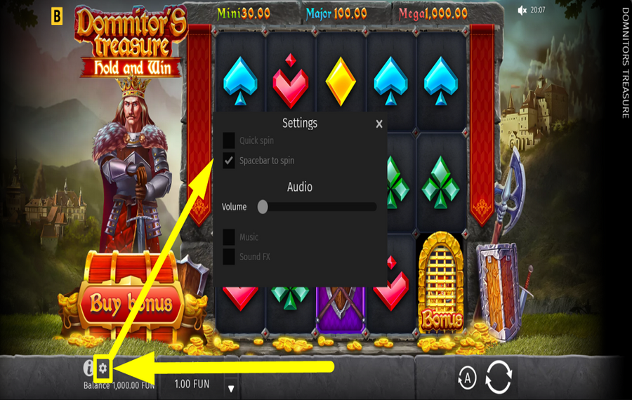 Domnitors Treasure CHANGE ADDITIONAL SETTINGS.