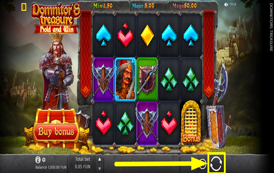 Domnitors Treasure CLICK THE “SPIN” BUTTON.