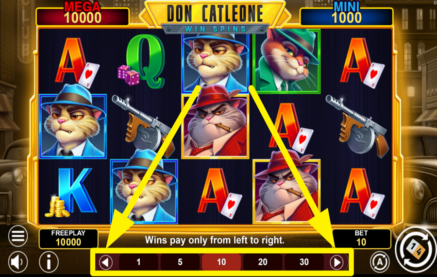 Don Catleone Win Spins ASSIGN A BET VALUE.
