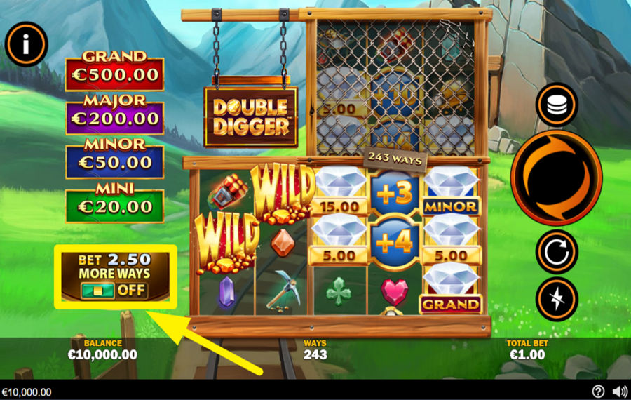 Double Digger ACTIVA EL MODO DE APUESTA EXTRA.