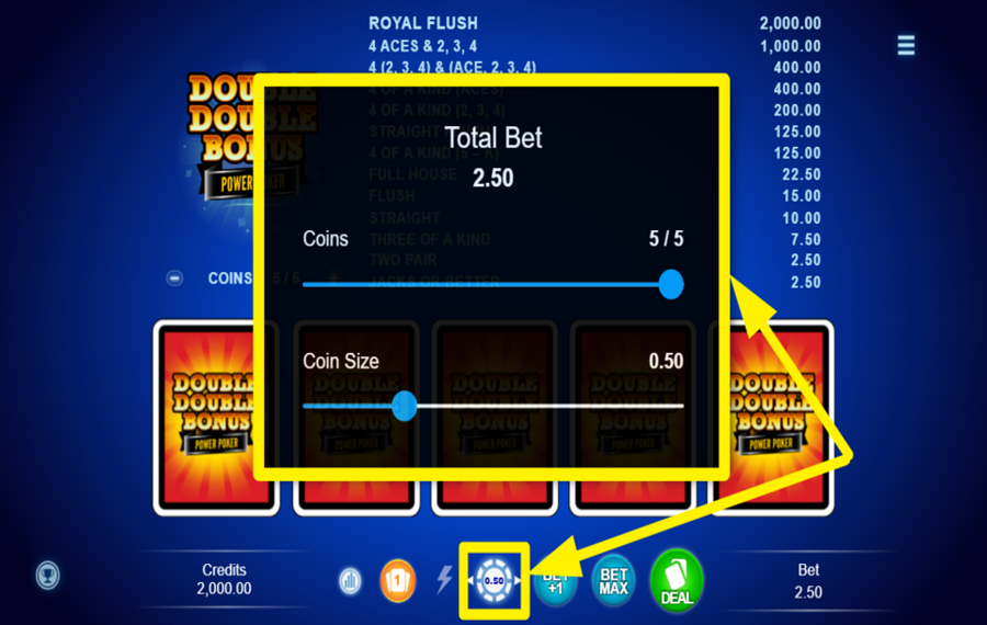 Double Double Bonus Power Poker WÄHLEN SIE IHREN EINSATZ.