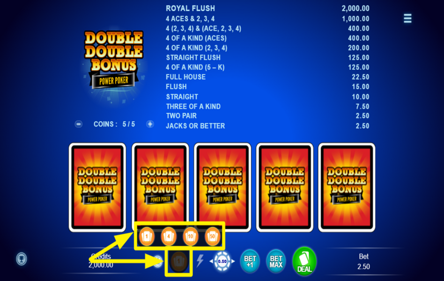 Double Double Bonus Power Poker ENTSCHEIDEN SIE SICH FÜR DIE ANZAHL DER HÄNDE.