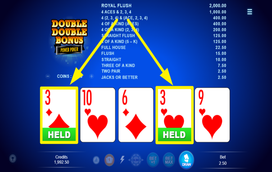 Double Double Bonus Power Poker BEHALTEN SIE DIE KARTEN, DIE SIE WOLLEN.