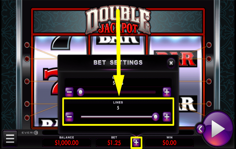Double Jackpot SCEGLI LE LINEE DI PAGAMENTO.