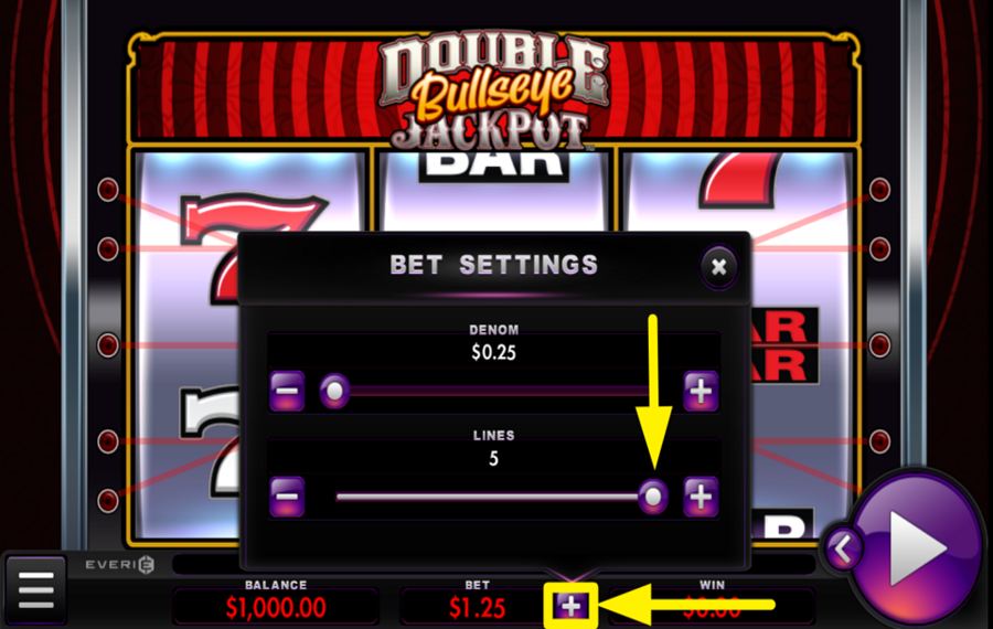 Double Jackpot Bullseye WÄHLEN SIE DIE ANZAHL DER ZEILEN.