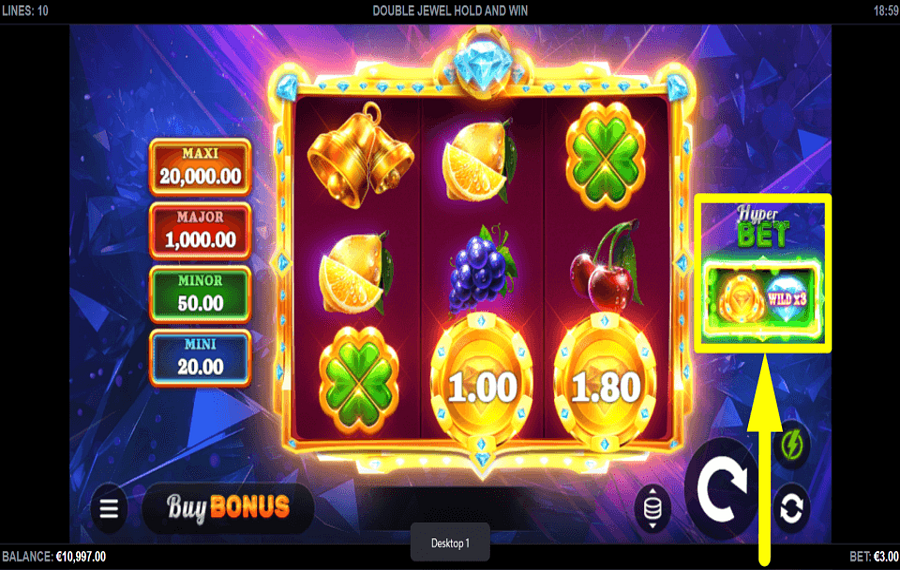 Double Jewel Hold and Win РАССМОТРИТЕ ГИПЕРСТАВКИ.