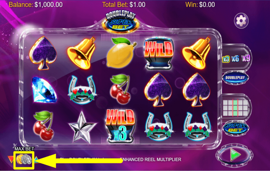 Double Play SuperBet Legen Sie den Höchsteinsatz fest.