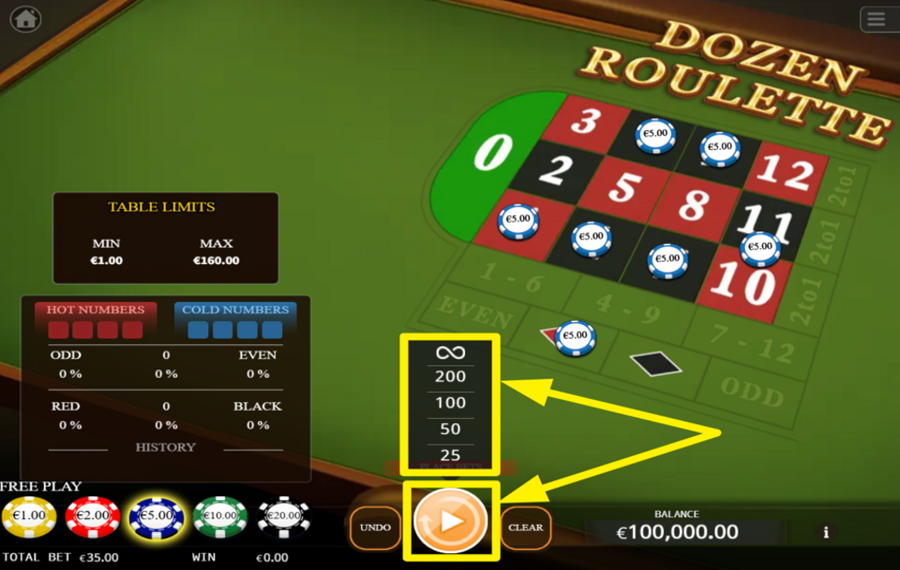 Dozen Roulette UTILISEZ LA FONCTION DE LECTURE AUTOMATIQUE.