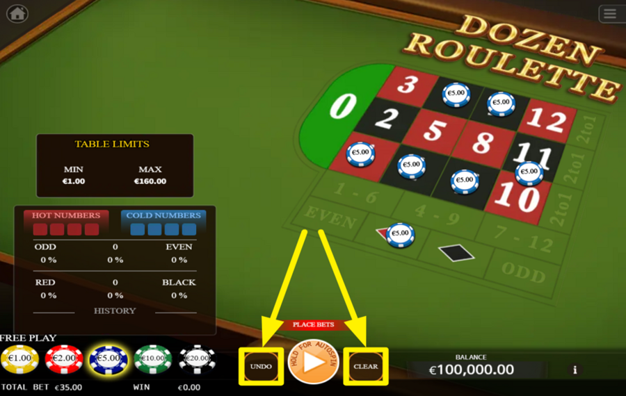 Dozen Roulette ANNULER OU EFFACER VOTRE SÉLECTION.