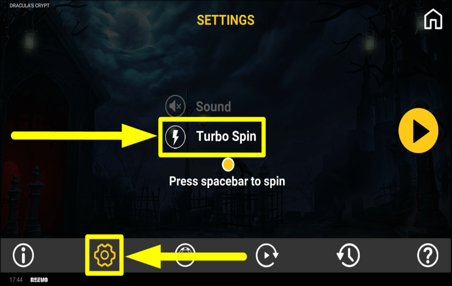 Draculas Crypt CHANGE SPIN SPEED.