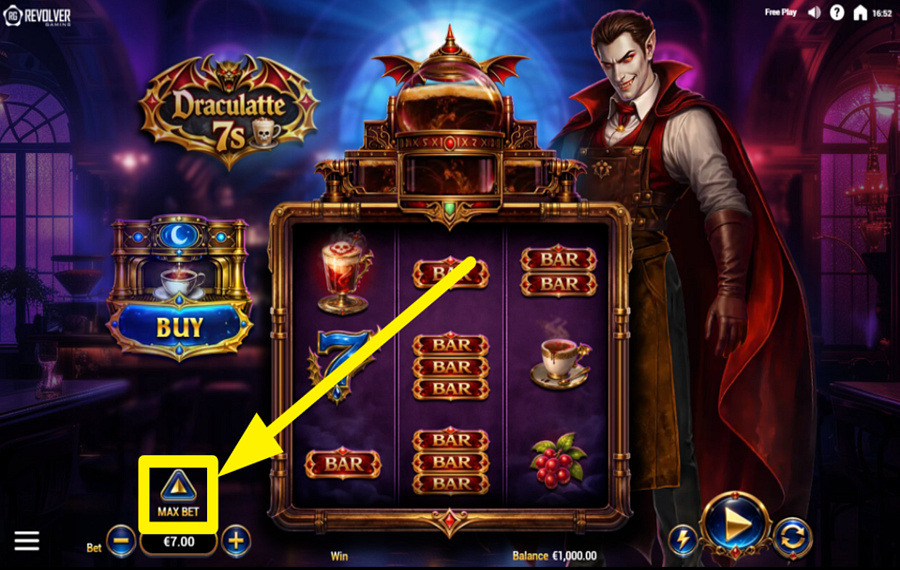 Draculatte 7s УСТАНОВИТЕ МАКСИМАЛЬНЫЙ ЛИМИТ СТАВОК.