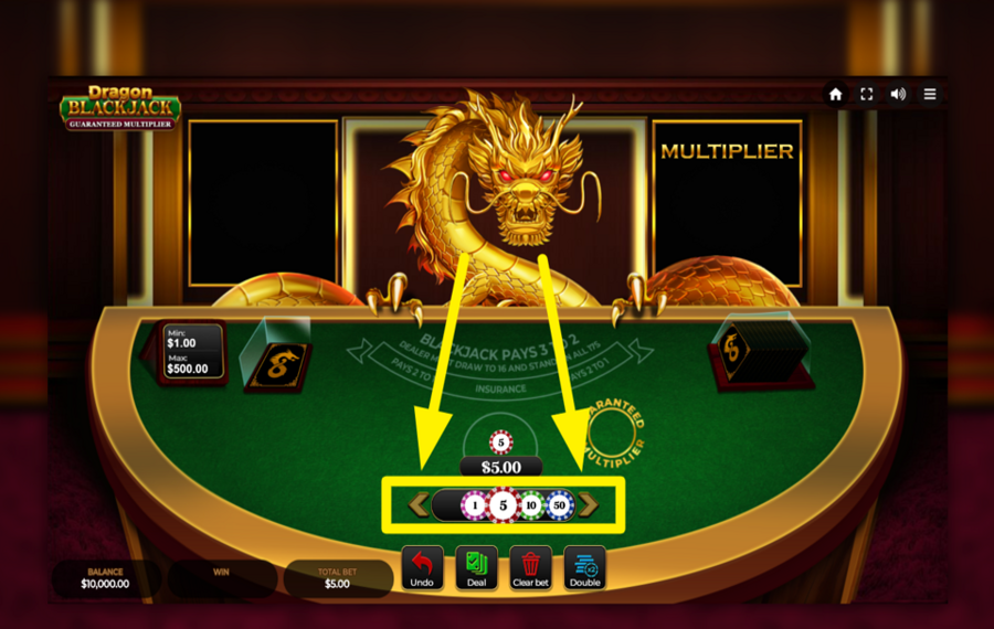 Dragon Blackjack Guaranteed Multiplier MODIFIEZ VOTRE PARI.