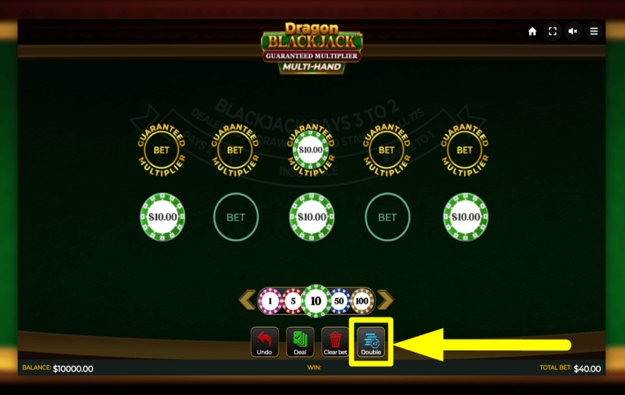 Dragon Blackjack Guaranteed Multiplier Multihand AFFÛTEZ LES ENJEUX.