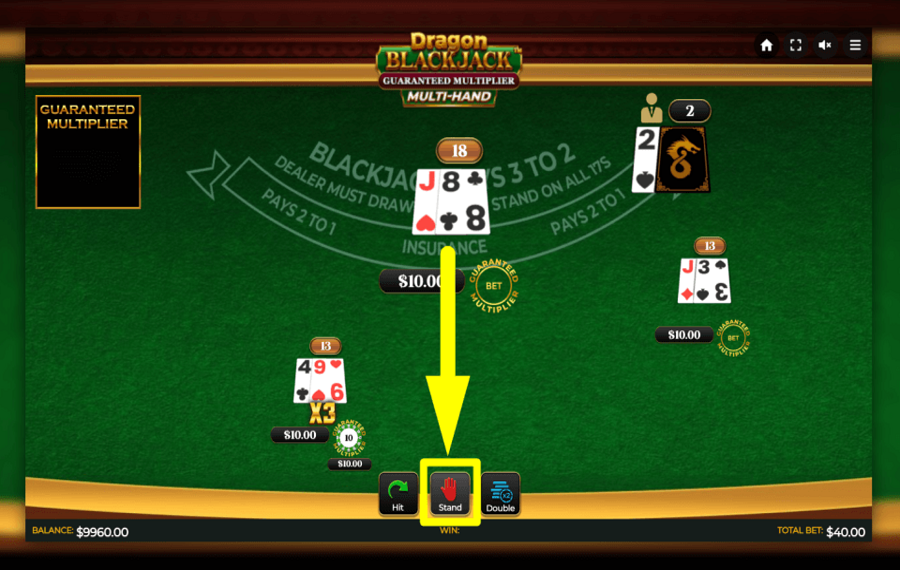 Dragon Blackjack Guaranteed Multiplier Multihand RESTEZ TERRAIN.