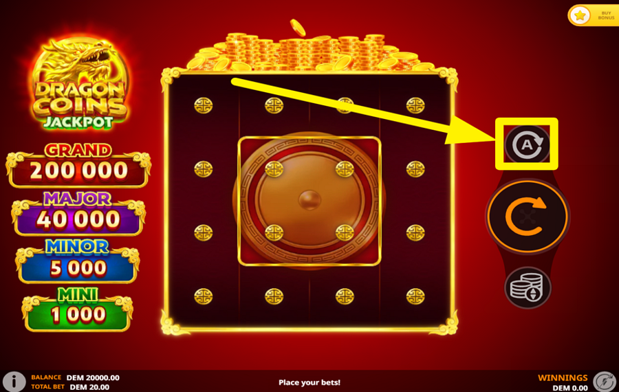 Dragon Coins Jackpot TRIGGER AUTOMATIC SPINS.