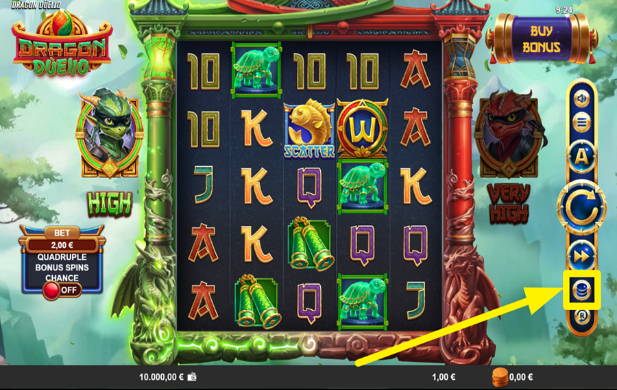 Dragon Duello SELECT A BET AMOUNT.
